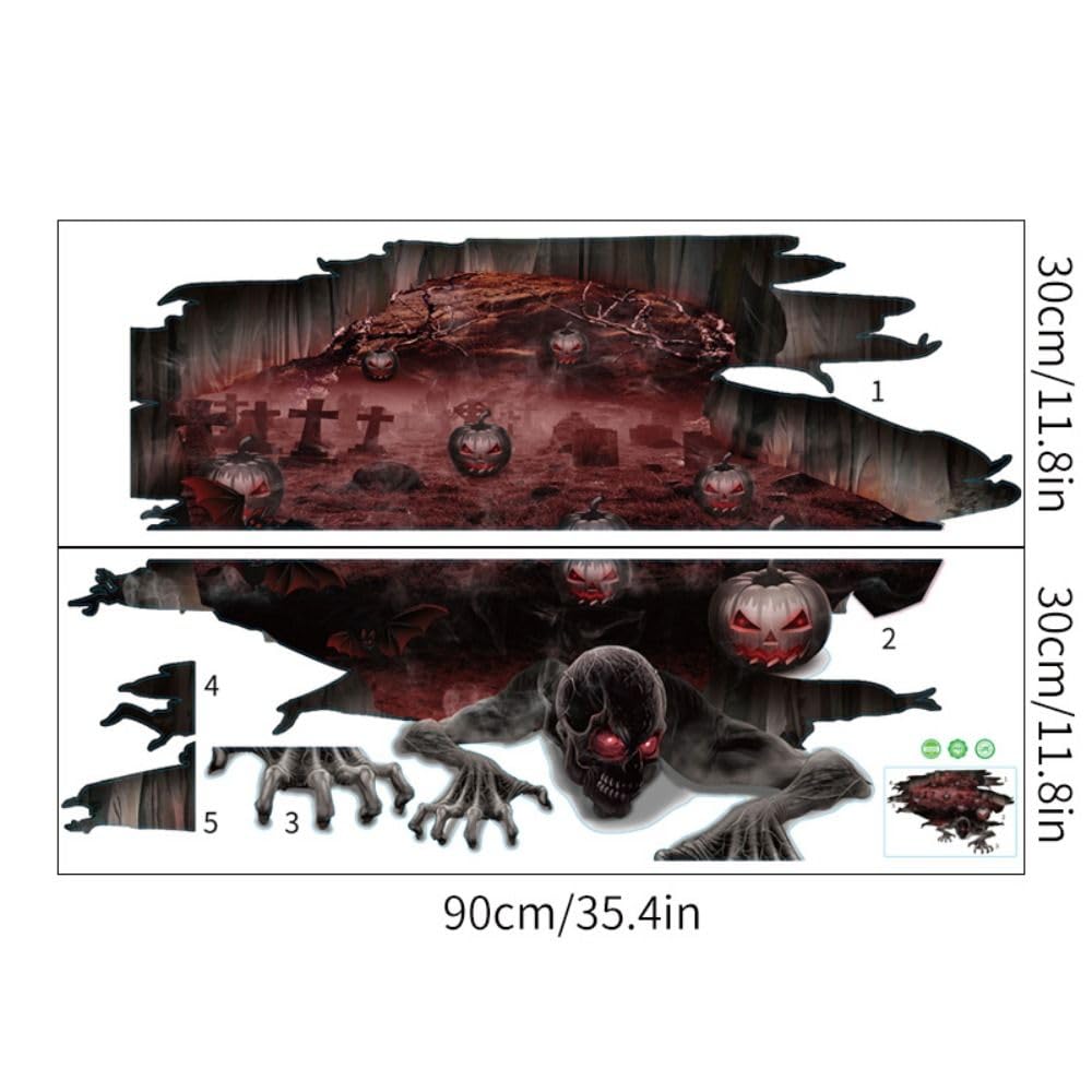 Amazon.co.jp: 2枚 ハロウィン 3D ステッカー 怖い 地獄 ゾンビ 悪魔