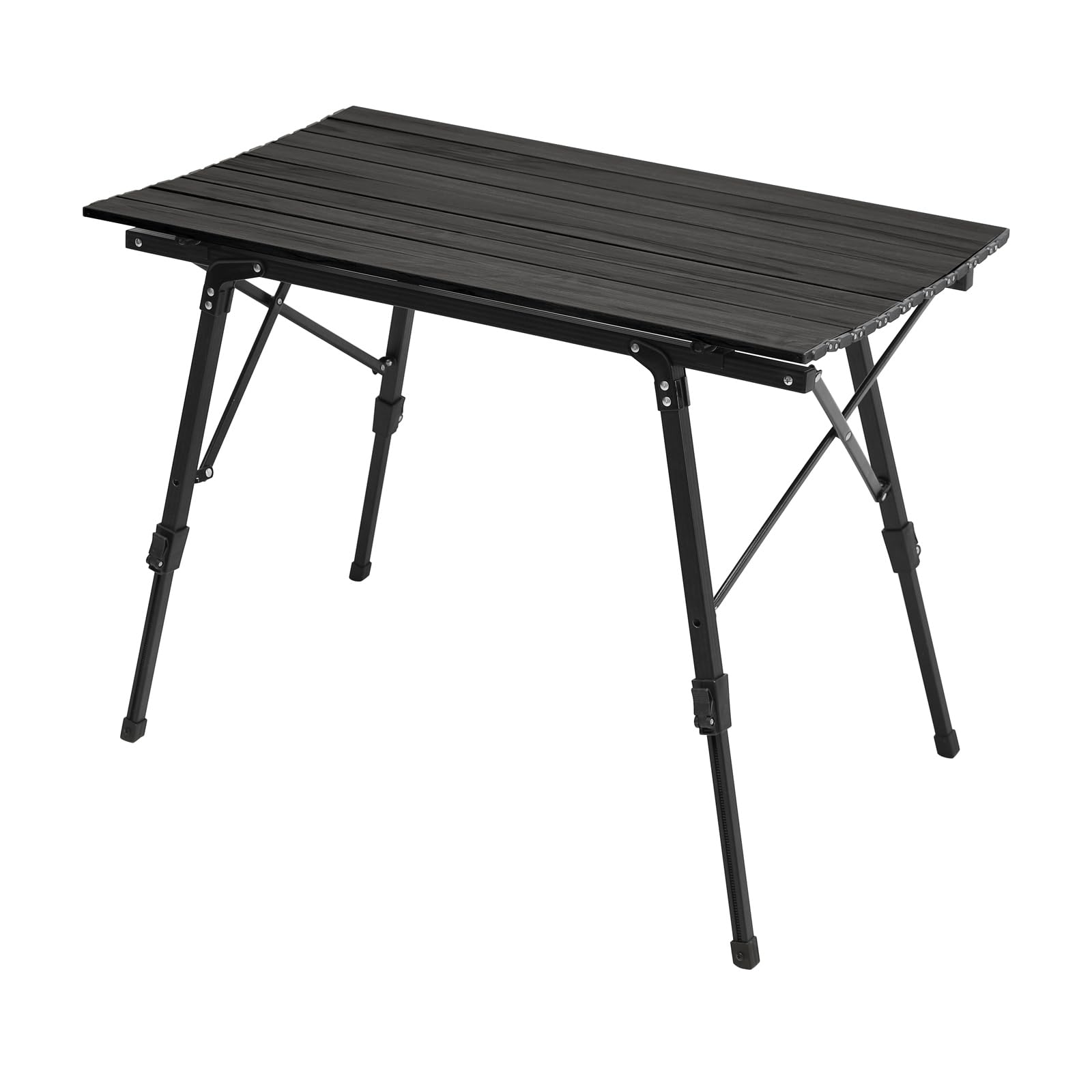 JAWINIO Gartentisch - höhenverstellbar, klappbar, Aluminium, schwarz