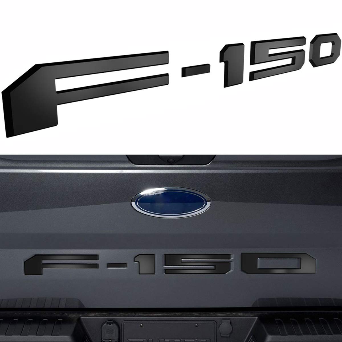 ARITA Tailgate Insert Letters for Ford F150 2018-2019 - 3M Adhesive & 3D Raised Metal Tailgate Decal Letters - Matte Black