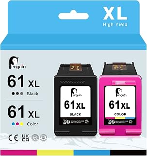 Penguin Remanufactured Printer Ink Cartridge Replacement for HP 61XL,61 XL Used for Hp Deskjet 1000 1010 2540 2546 3050A Envy 4500 4509 5530 Officejet 4630 4609(1 Black,1 Color) Combo Pack