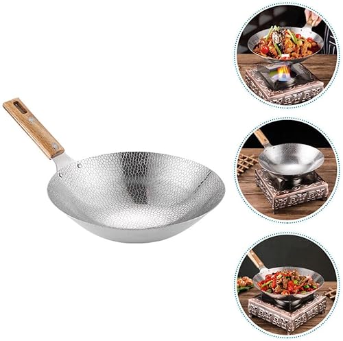 Miniatura 9 de Luxshiny Wok - Sartén multiusos de acero inoxidable para todas las estufas para freír cocinar al vapor y utensilios de cocina fáciles de limpiar