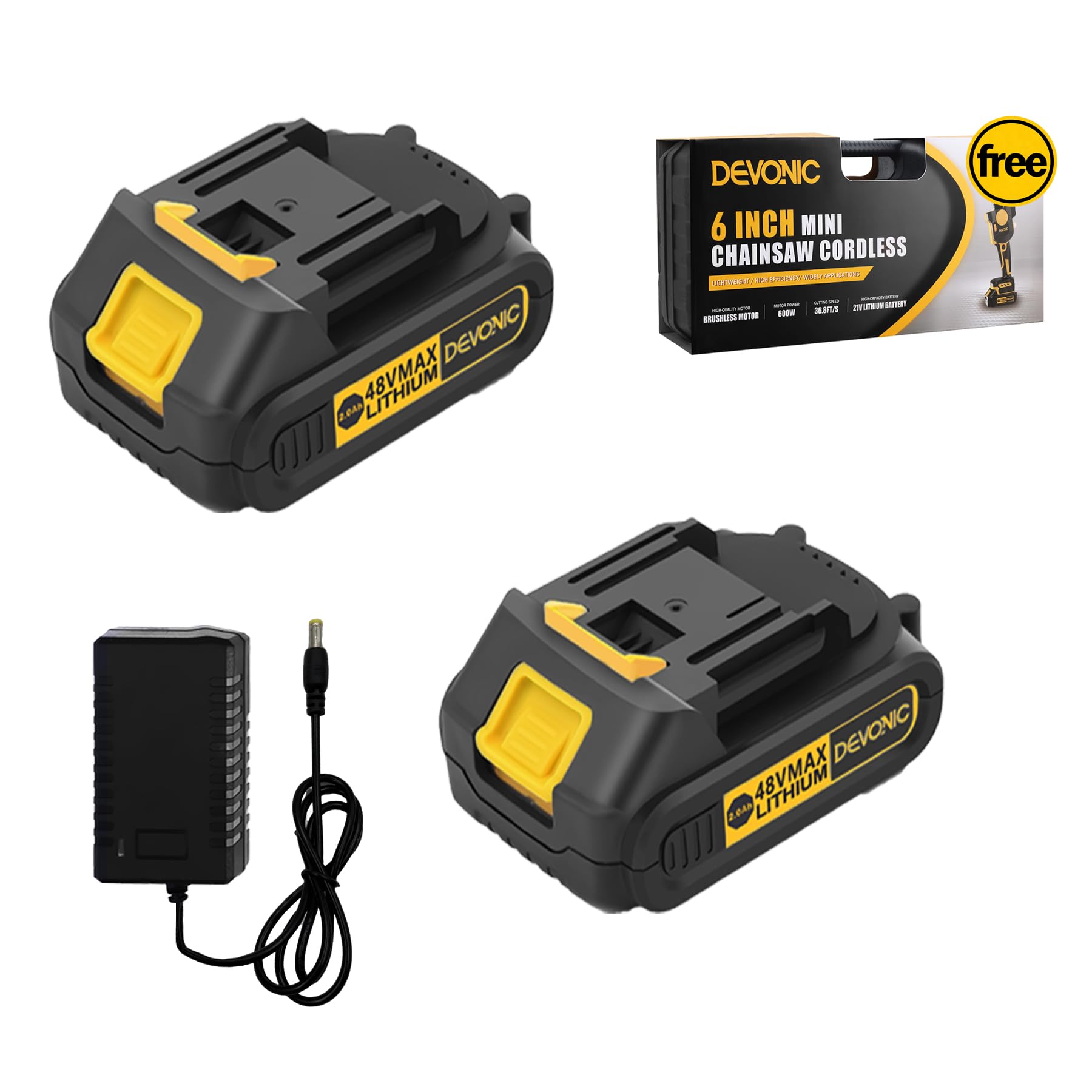 Amazon.com : DEVONIC 21V Lithium Battery 2.0Ah 2 Pack with Charger