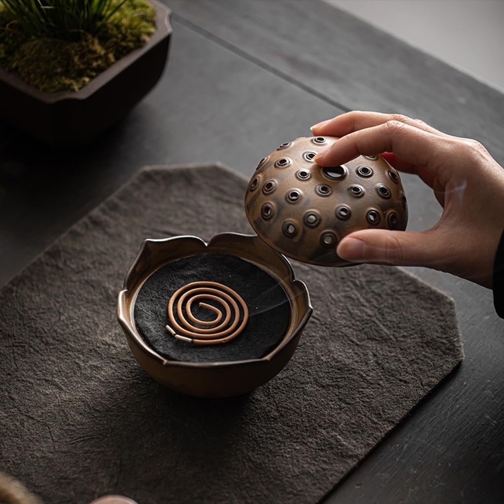 Incense Stick Holder Incense Burner, Antique Ceramic Lotus Core Sandalwood Incense Holder Tea Ceramony Buddhist Hall Meditation Ornaments Incense Holder for Sticks