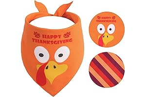 Thanksgiving Dog Bandana XLarge 1PCS, Fall Autumn Triangle Reversible Holiday Scarf for...