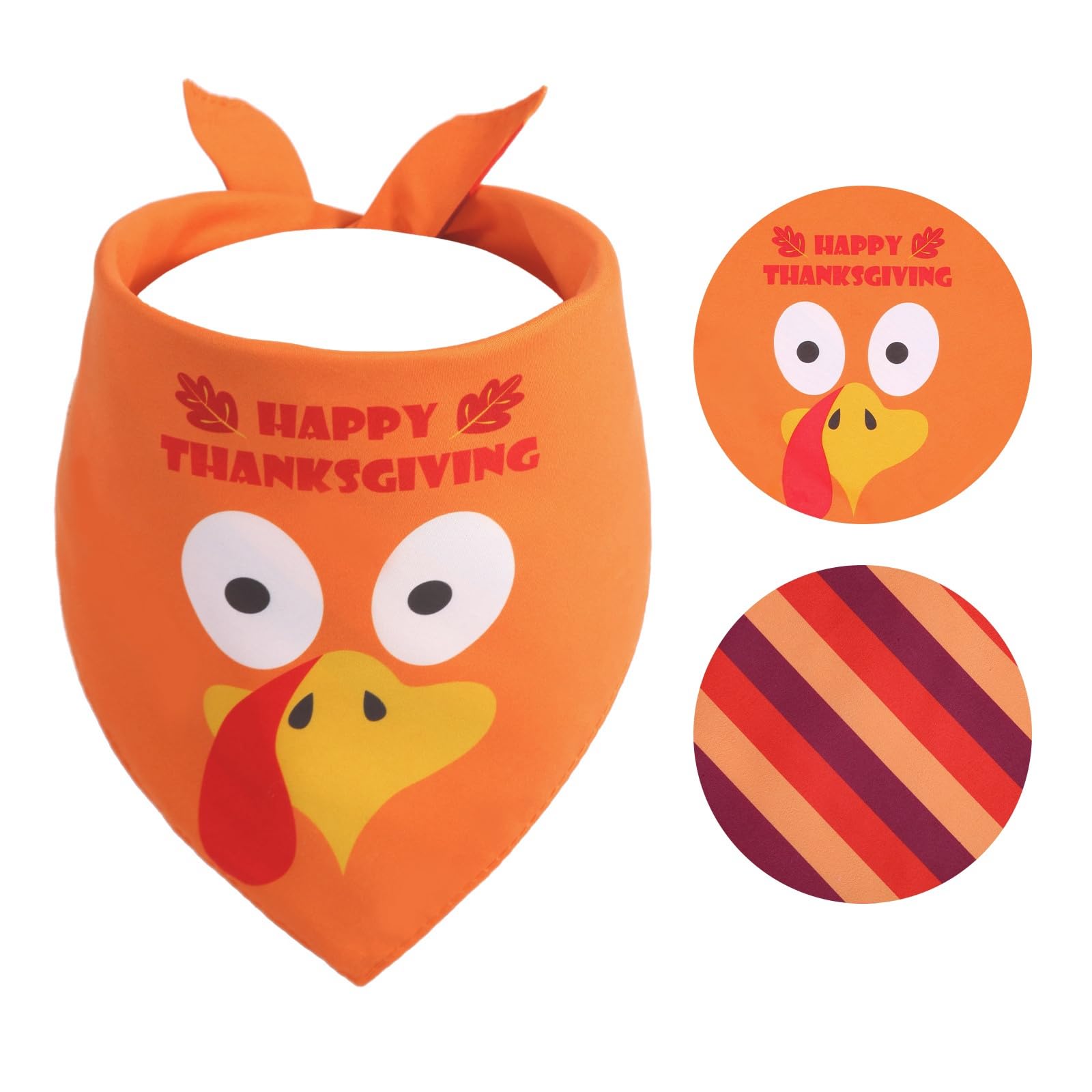 Gofshy Thanksgiving Dog Bandana Large 1PCS, Fall Autumn Triangle Reversible Holiday Scarf for Boy and Girl, Orange Bibs Accessories for Medium Large