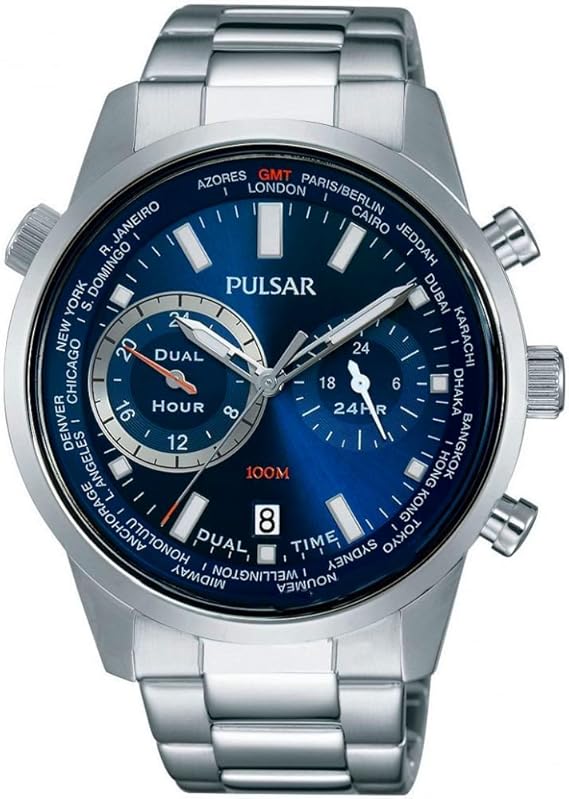 Amazon | [セイコー パルサー]SEIKO PULSAR デュアルタイム GMT ワールドタイム世界時計 100m防水 メンズ 腕時計  PY7003 [並行輸入品] | メンズ腕時計 | 腕時計 通販