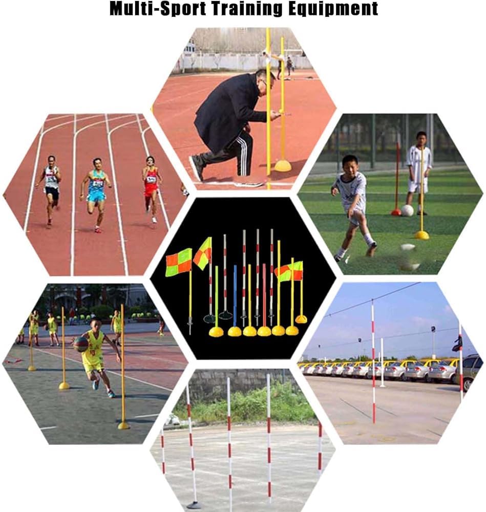 Slalom-Stangen, 1,5 m, Geschwindigkeits- und Beweglichkeitstrainingsgerät für Fußball, Indoor Outdoor, Agility-Kegel mit Wasser und Sand befüllbarer Basis