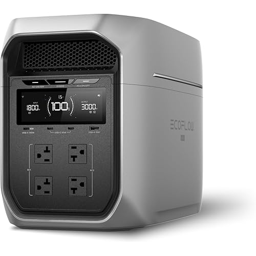 EF ECOFLOW Portable Power Station DELTA 3 Max Plus, 2048Wh LiFePO4 Battery, Solar Generator (Solar Panel Optional), 3000W Max Output, Fast 0–80% Recharge in 64mins, Reliable Home Backup & RV Camping