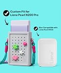 Liene DIY Charm Carry Bag Pearl N200 Pro Portable Photo Printer, Instant Mini Picture Printer for iPhone Smartphone Case, Silicone Protective Cover with Detachable Lanyard & DIY Charms, Grey