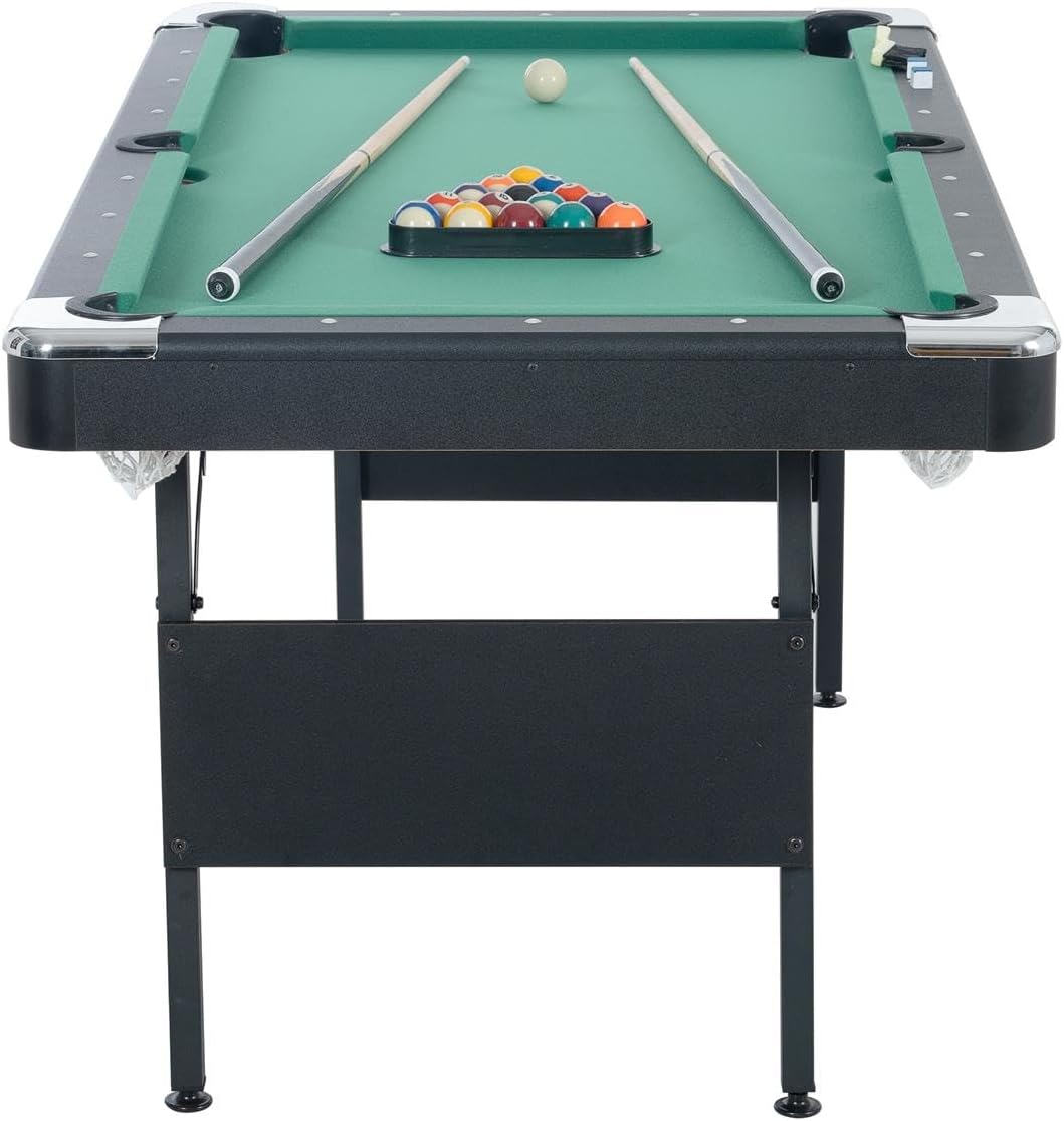3 in 1 Pool Table Ping Pong Dining Table Combo,63.8 Foldable Billiard Tables/Table Tennis, Multi Game Table, with Billiard and Tennis Paddles Accessories