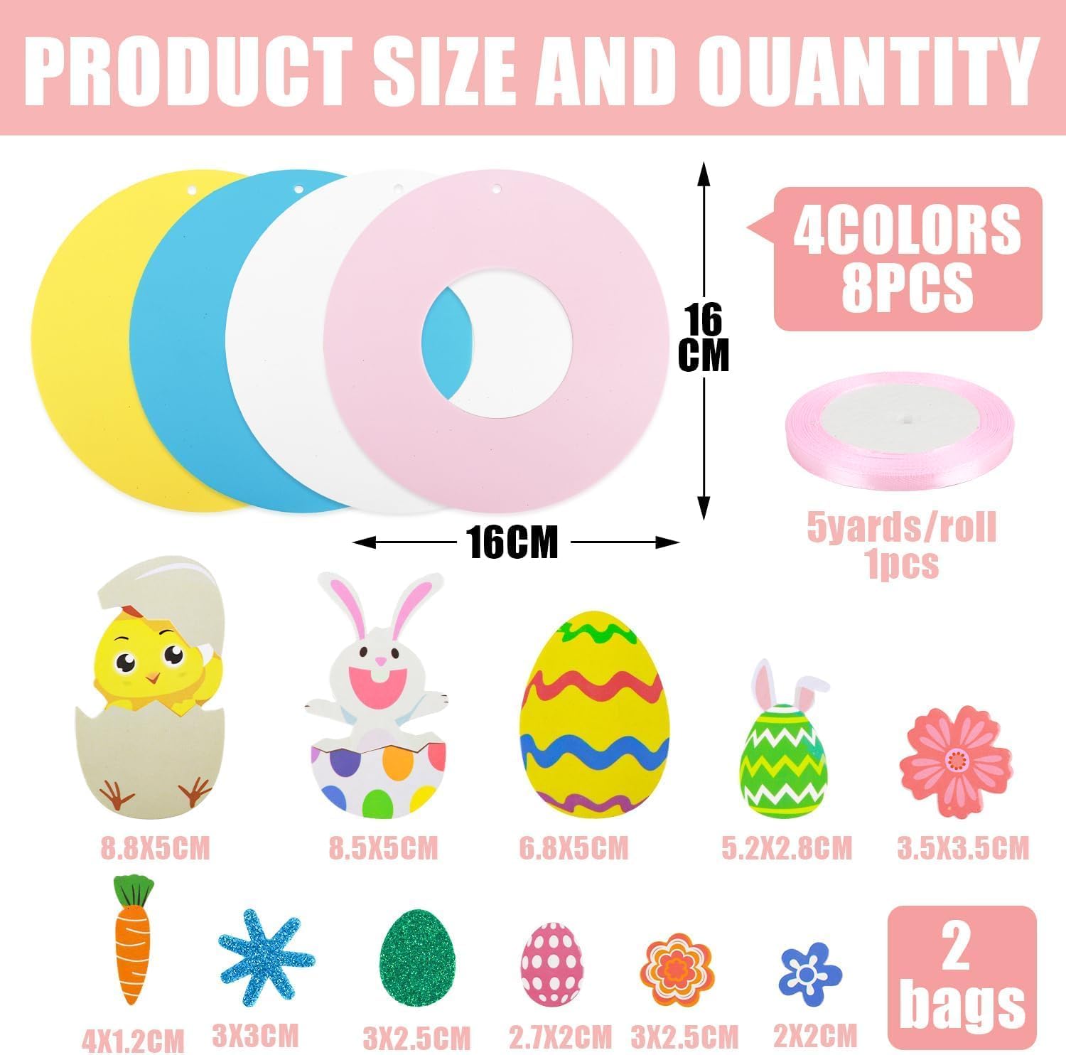 FOPINOA Foam Easter Crafts, 8 Sets Easter Craft Kits Foam Stickers Easter Foam Crafts DIY Foam Easter Stickers Arts and Crafts for Holiday Activities Easter Day Party Supplies Home Decoration