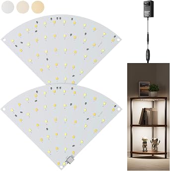 2-Pack Under Shelf Lighting for 3 Tier Corner Shelf Stand,Ultra-Bright 10 Dimmable Slim Stick on Lights,3-Color Timer 3/9/12H,Decor Lights for Living Room, Bedroom,Kitchen Storage Display Rack