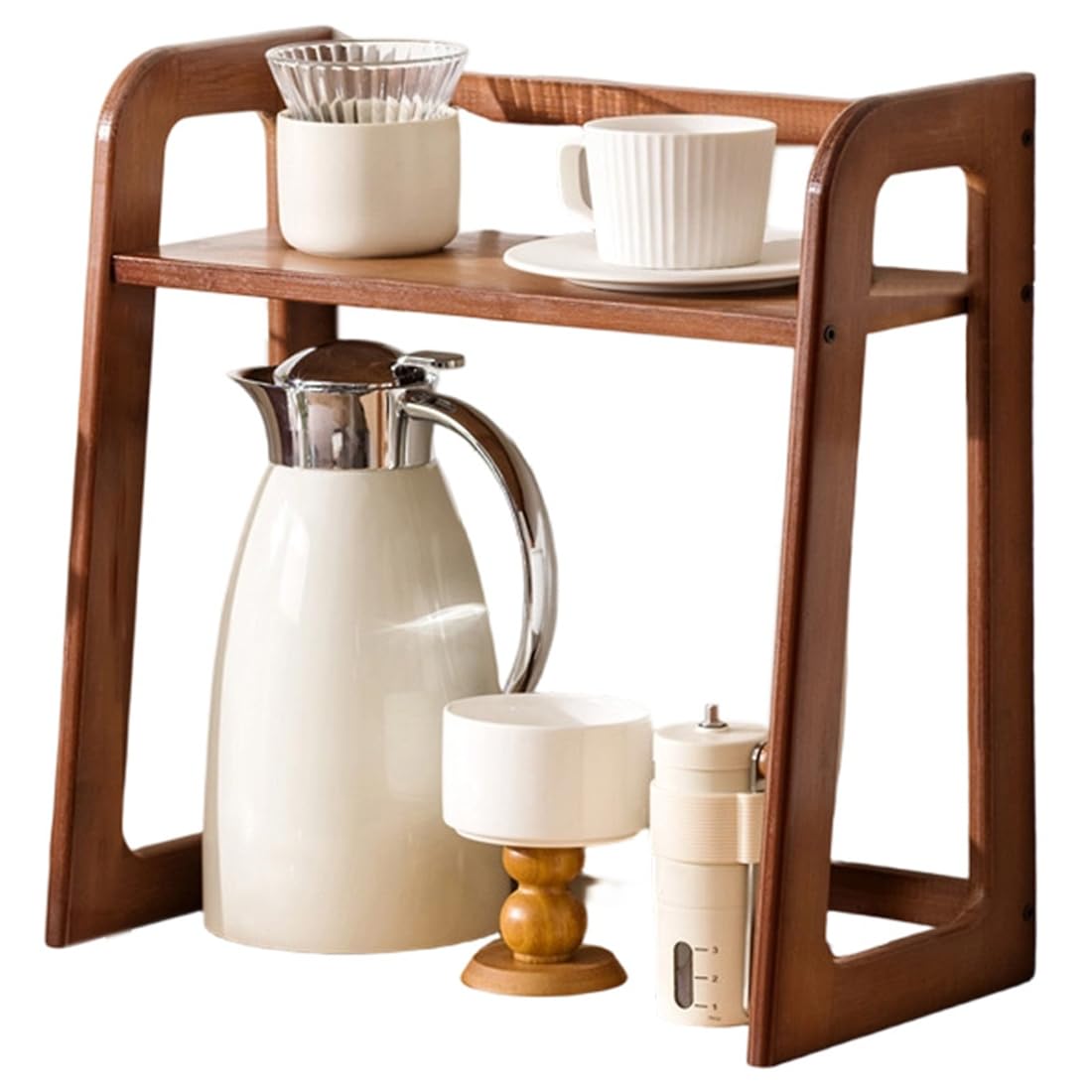UDSKNV[KSL Coffee Utensil Storage Rack Desktop Double-Layer Coffee Cup Tea Set Storage Cup Holder the Table Gift B