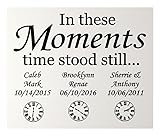 Personalized Custom Clock and in These Moments Time Stood Still Name Date Birth Wall Decal Sticker Customized Choose Size Color Vinyl Home Family