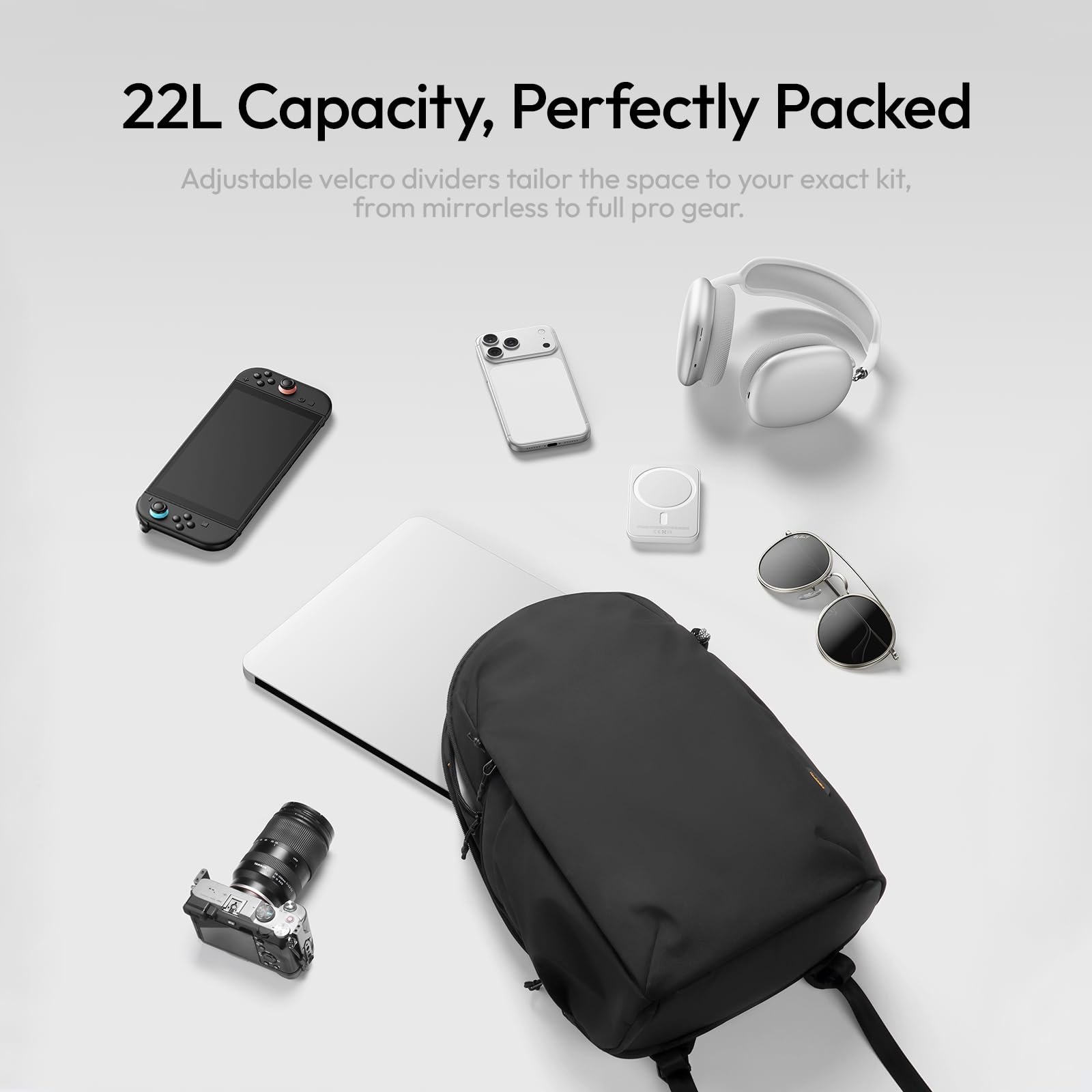 ULANZI YY038 Kamerarucksack 22L, Große wasserabweisend Fotorucksack für Kamera, Objektive, Drohne & 16" Laptop, Verstellbare Klett-Trennwände, Diebstahlsicherer Reißverschluss für Outdoor, Reise