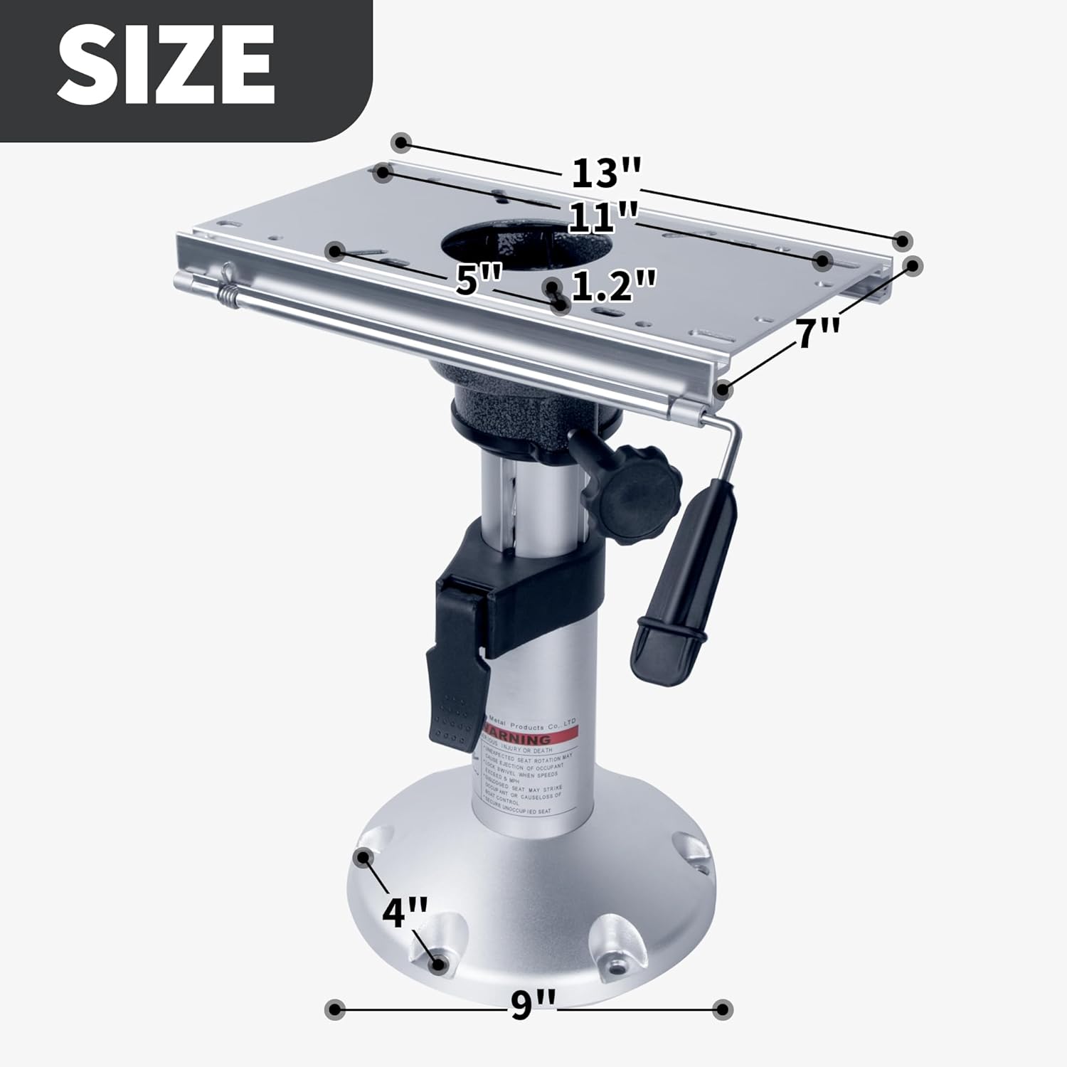 Aluminum Adjustable Height Locking Boat Seat Pedestals with Slide 13 to 18 Inches for Boat Seats (1pcs)