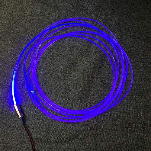Image of 3mm 5meters /16ft PMMA Optic Fiber Cable Side Glow with 12V 1.5W LED Aluminum Illuminator Light Source for Home Car DIY (Blue)