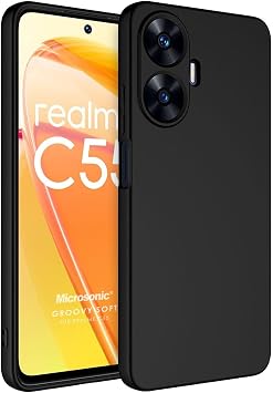 Microsonic Realme C55 i in K l f Groovy Soft Siyah [Realme C55 ile Uyumlu K l f - Siyah]