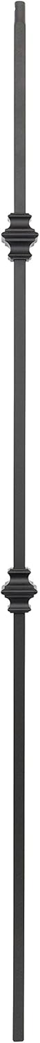 T61- Iron Baluster - Double Knuckle - Hollow - 44 in X 1/2 in Square - Single Baluster (Satin Black)