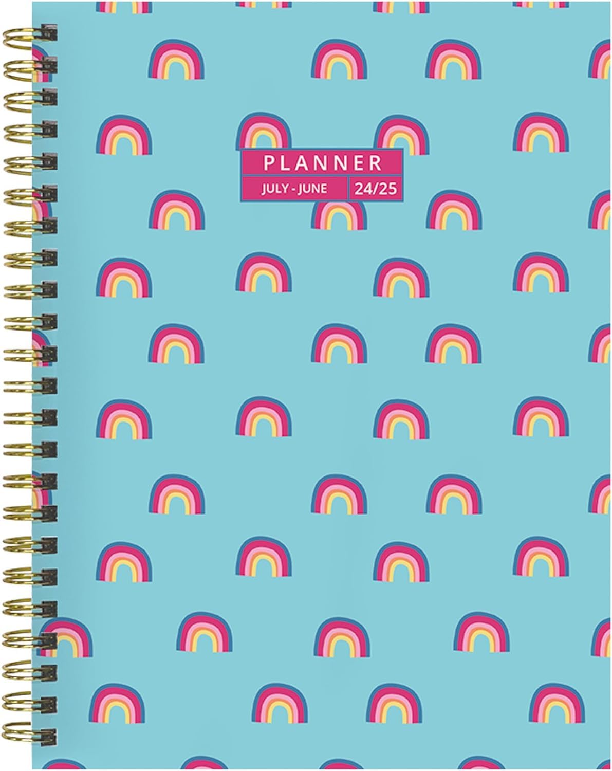 TF PublishingJuly 2024 - June 2025 Blue Sky Rainbows Medium Weekly Monthly Planner