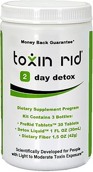 Toxin Rid 2 Day Detox Kit | Permanent Complete Natural Whole Body Cleanse for Women & Men | 30 Pre-Rid Tablets with Liquid Formula & Dietary Fiber | Made in USA