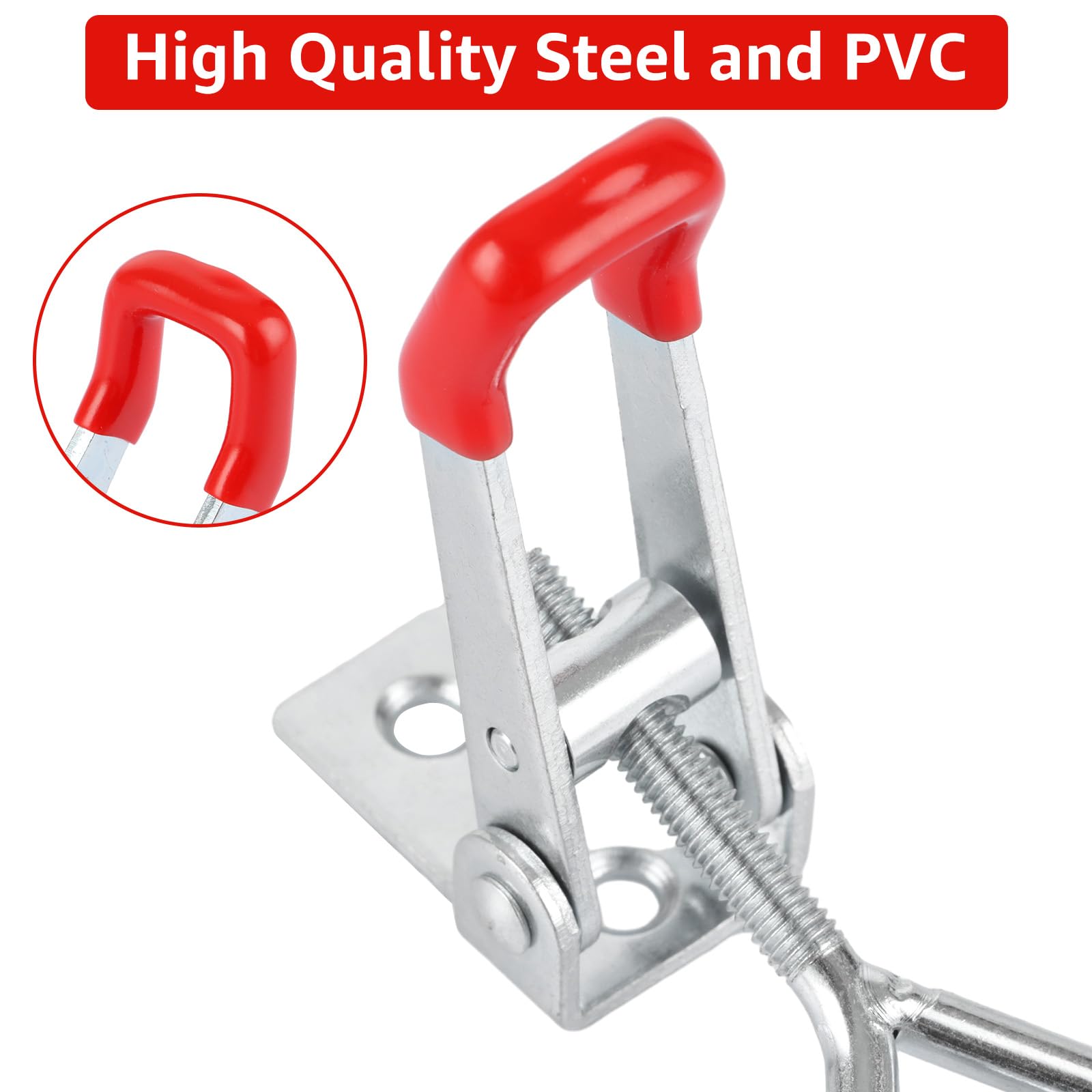 WOPPLXY 20 Pièces Bascule Pince de Force de Préhension 150kg/330lbs, Bascule Pince Réglable de GH-4001, Loquet à Bascule en Acier au Carbone pour Caisses, Tiroir, Armoire, Porte Fenêtre