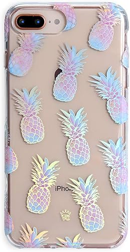 VELVET CAVIAR Compatible con iPhone 7 Plus y iPhone 8 Plus, piña para mujeres y niñas, bonitas fundas protectoras transparentes (piñas holográficas)