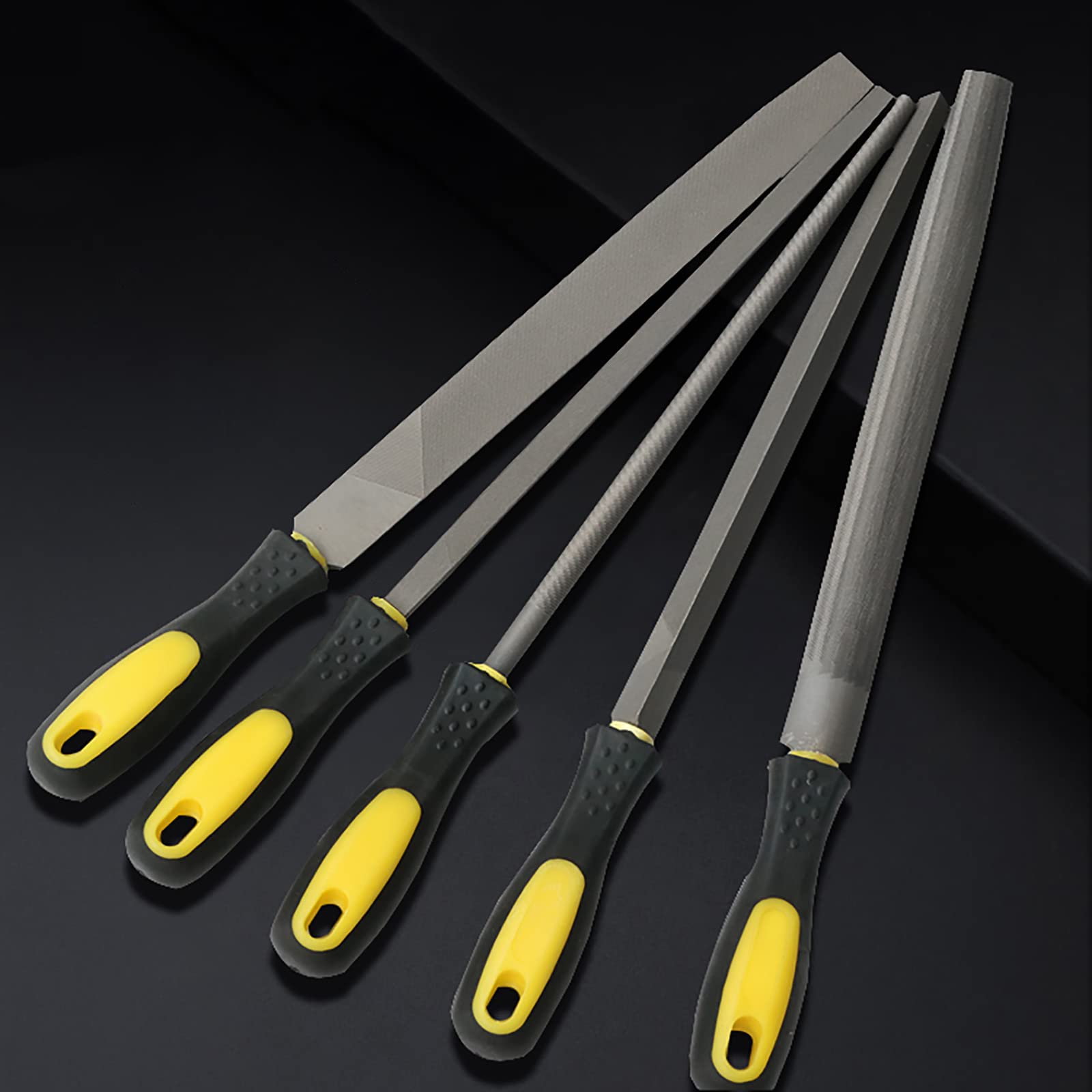 Handwerkzeug-Sets, 5-teiliges Feilen-Set, Metall-Feilen-Set mit zweifarbigem Griff, Holzraspel for Metall, Holz, Glas, Kunststoff, Leder (Größe: 260 mm)