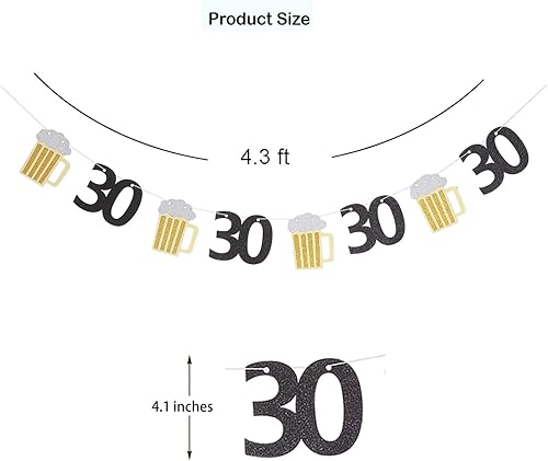 Miniatura 2 de Cartel de cumpleaños de cerveza Saludos a 30 años de papel Graland 30 cumpleaños decoraciones de fiesta