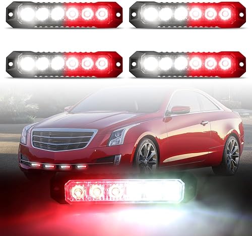 Miniatura 1 de Raryloy 6 luces LED estroboscópicas de montaje en superficie para camiones, automóvil, vehículo, mini rejilla, luz intermitente, cabeza de