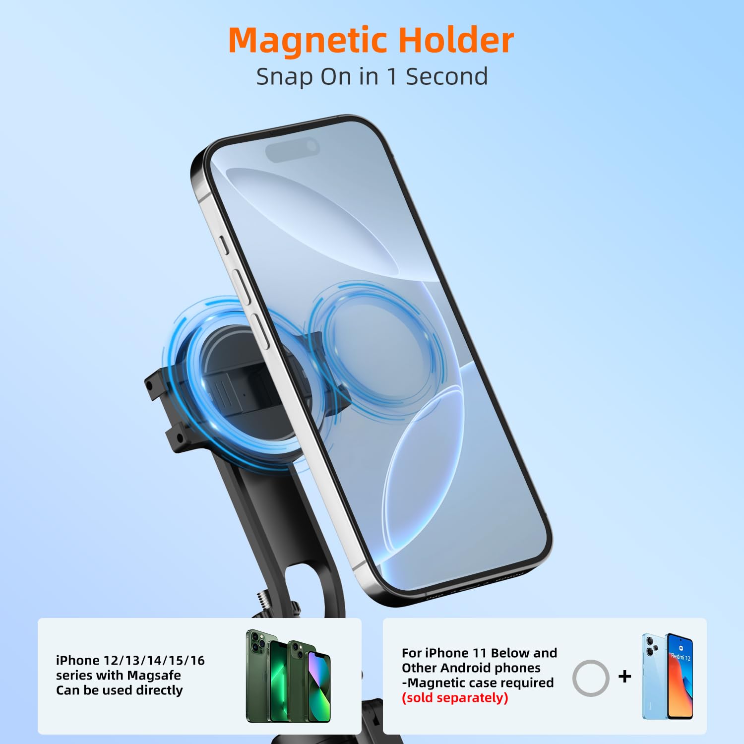 Celfiexpt 71" Magnetic Selfie Stick Tripod with 360° Rotating Anti-Shake Handle & 1/4" Screw for Camera 2 in 1 Multi-Function Long Stable Tripod Stand for Mobile Phone Video Vlogging Travel — Amazon image 2