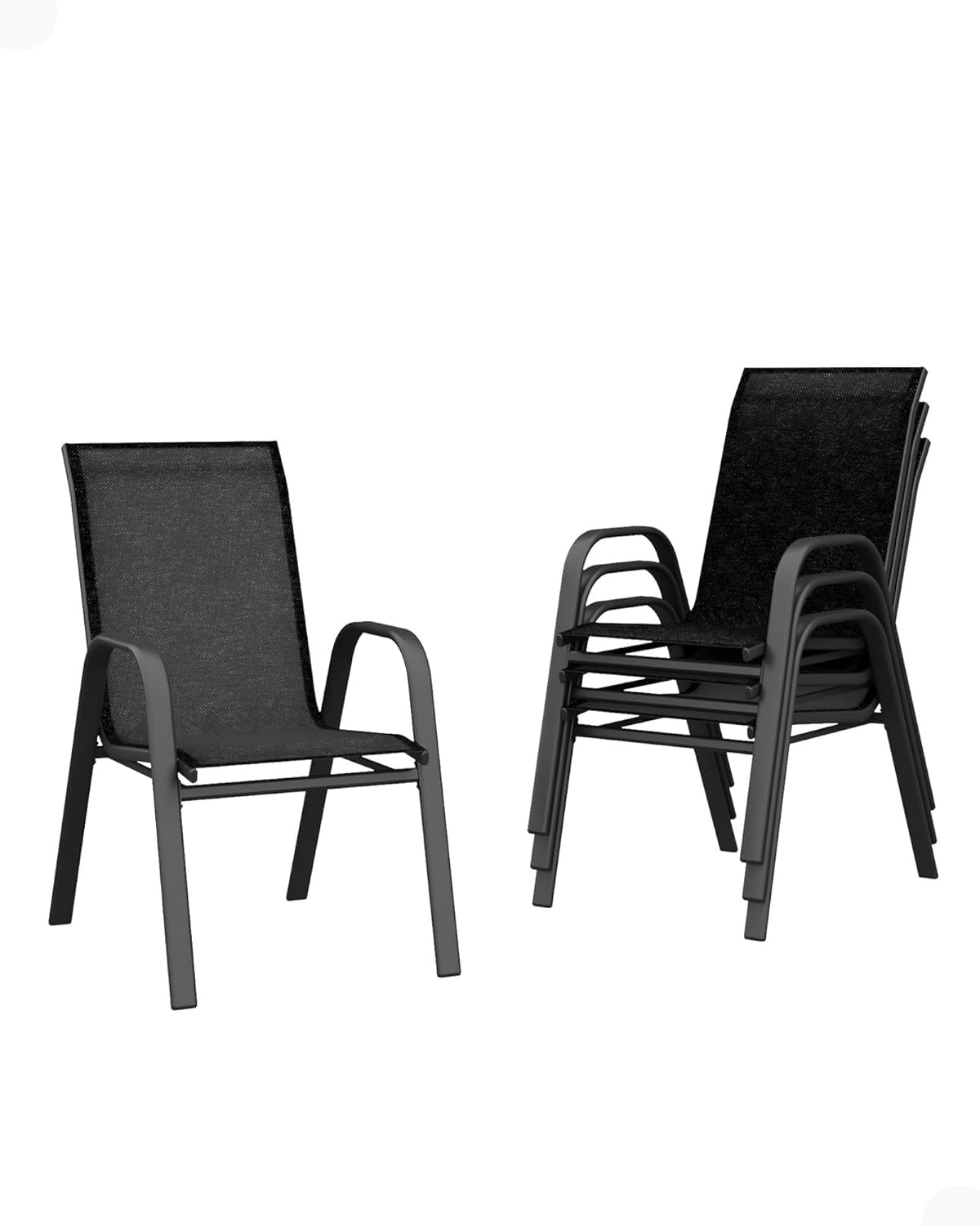 Sedie Da Esterno Impilabili Per Patio Struttura in Metallo Con Schienale Alto Set Da 4