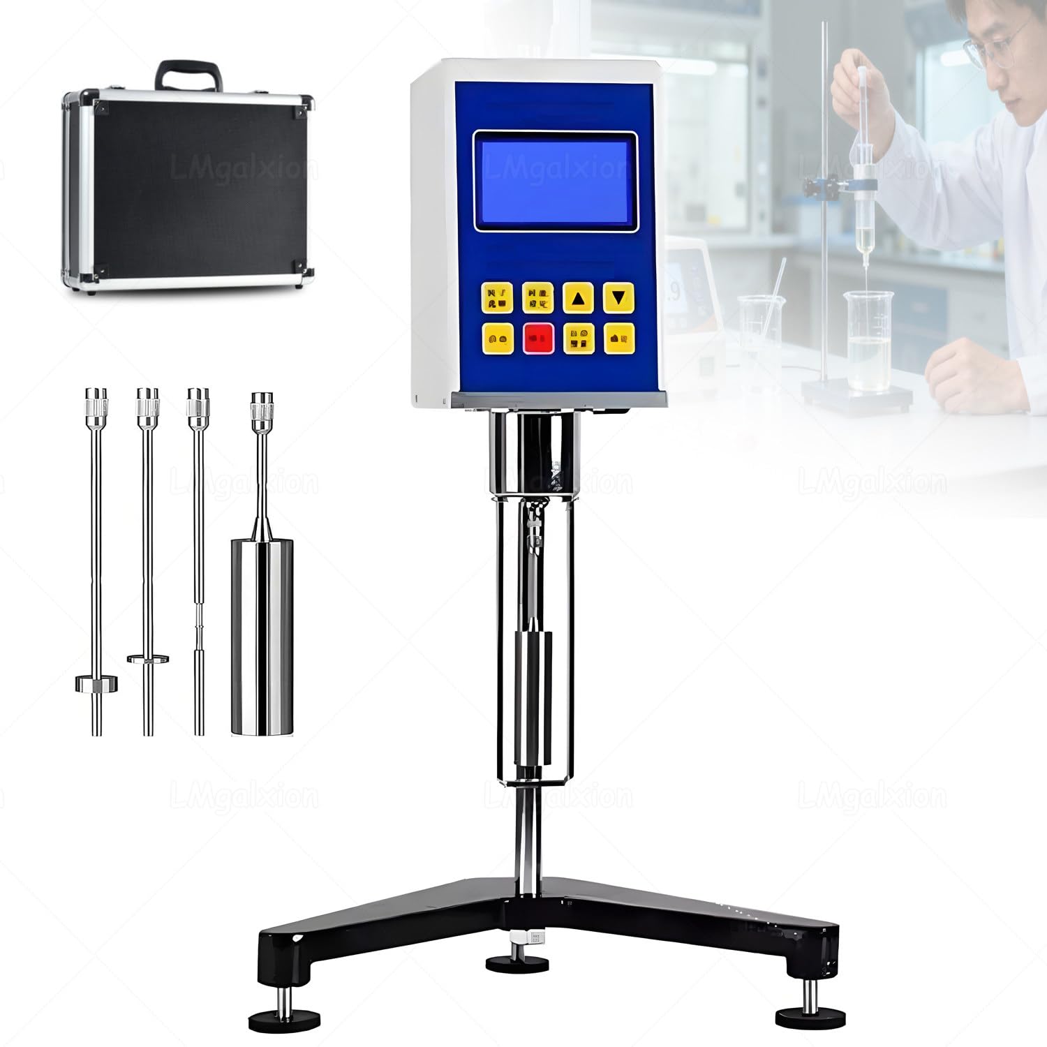 Viscosímetro Digital Portátil Ndj-5s,4 Husillos Y Mecanismo De Elevación Helicoidal,Pantalla LCD Retroiluminada,Rango 1-100,000 Mpa.S,Ligero Y Compacto para Taller Y Laboratorio