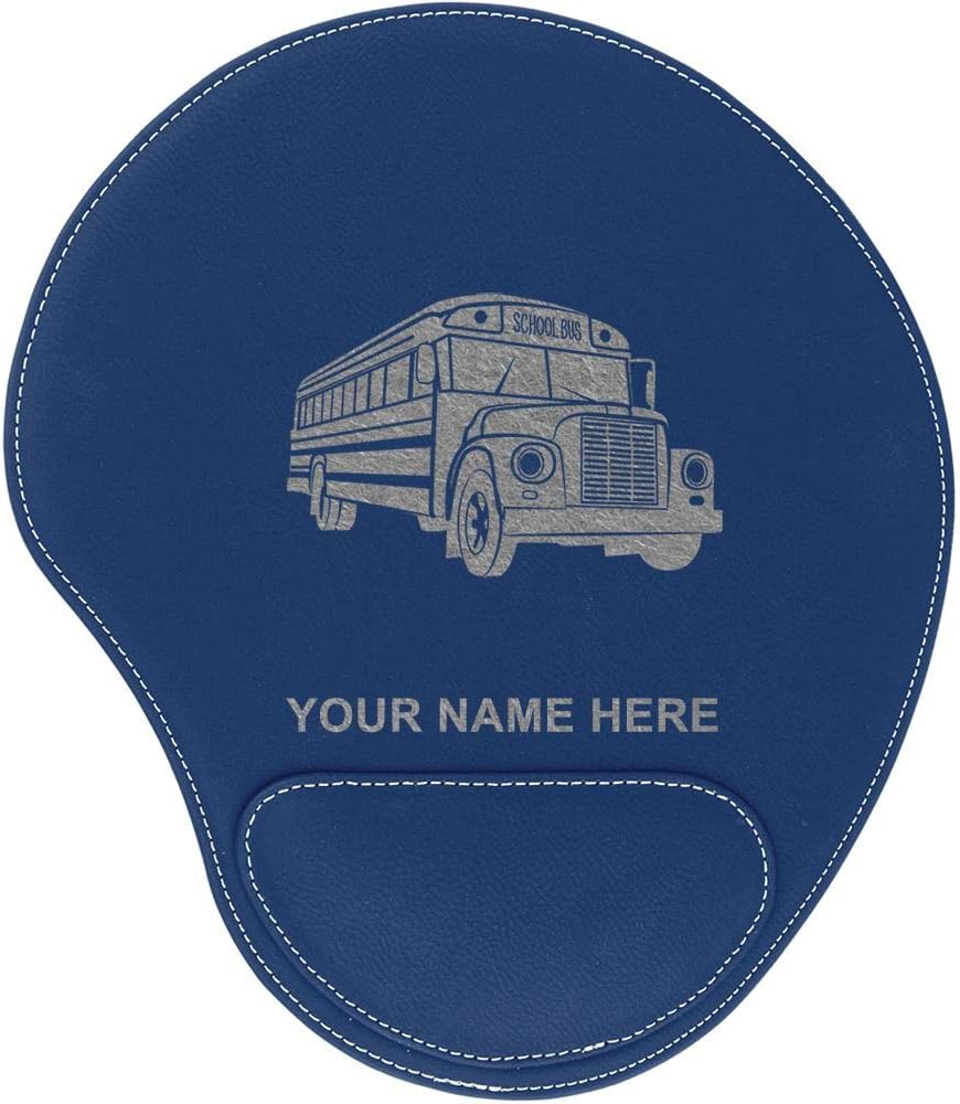 LaserGram Mouse Pad, School Bus, Personalized Engraving Included (Dark Blue)