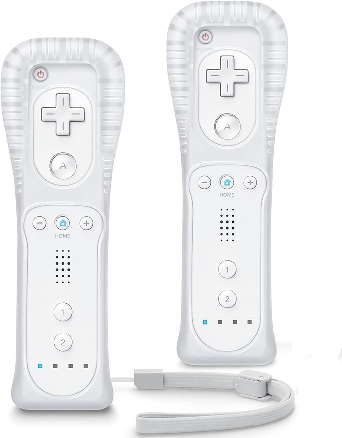 KASTWAVE Wii Controller 2 Pack, Wii Remote Controller, with Silicone Case and Wrist Strap, Remote Controller for Wii/Wii U, White