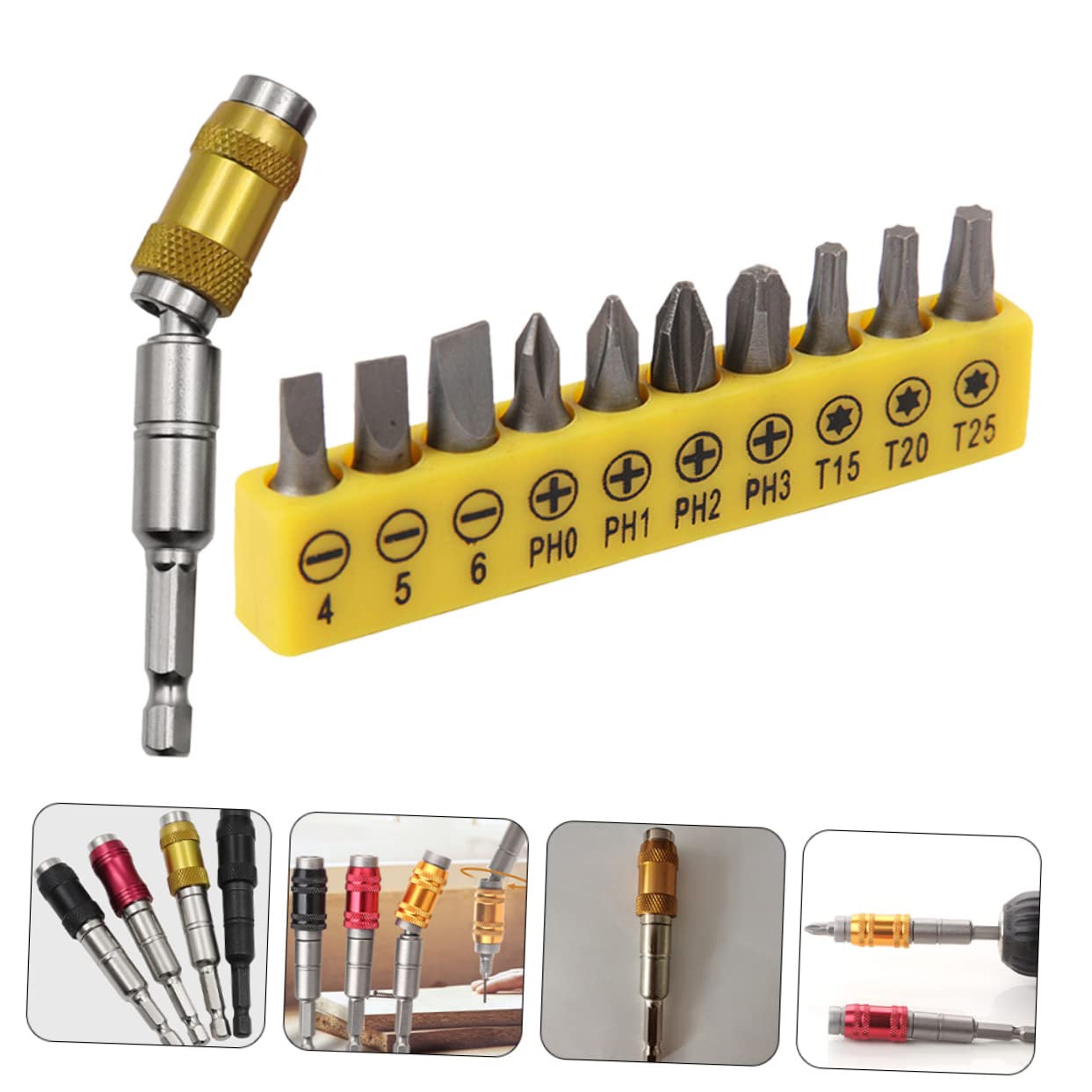 Hemobllo 3sets Estensione Flessibile Per Trapano Con Punta Magnetica e Supporto Per Angoli e Spazi Ristretti