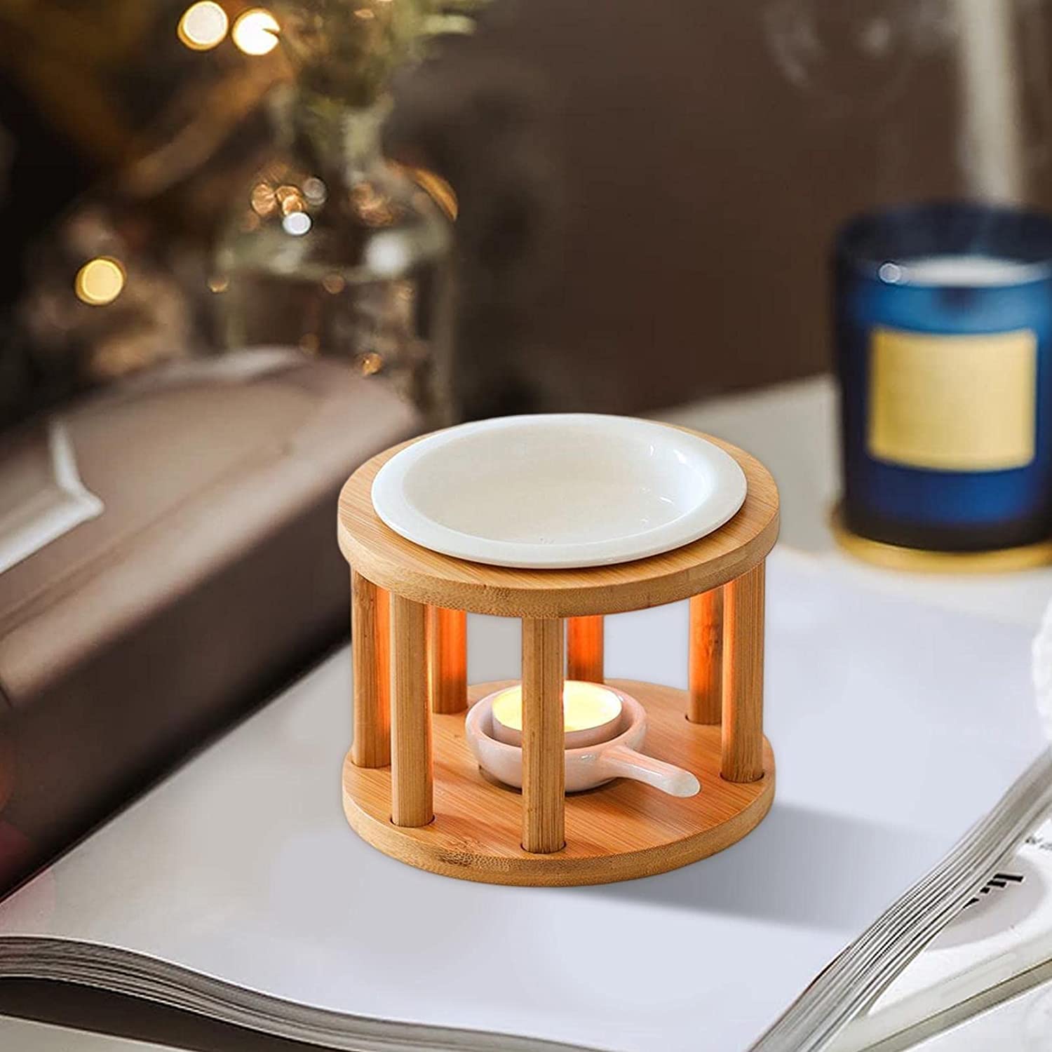 Brûleurs de Cire Fondue,Brûleurs d'huiles essentie | Réchauffeur d'huile en céramique | Bougeoir Chauffe-Cire, Huile Essentielle, encens, diffuseur d'arôme, Four de foration