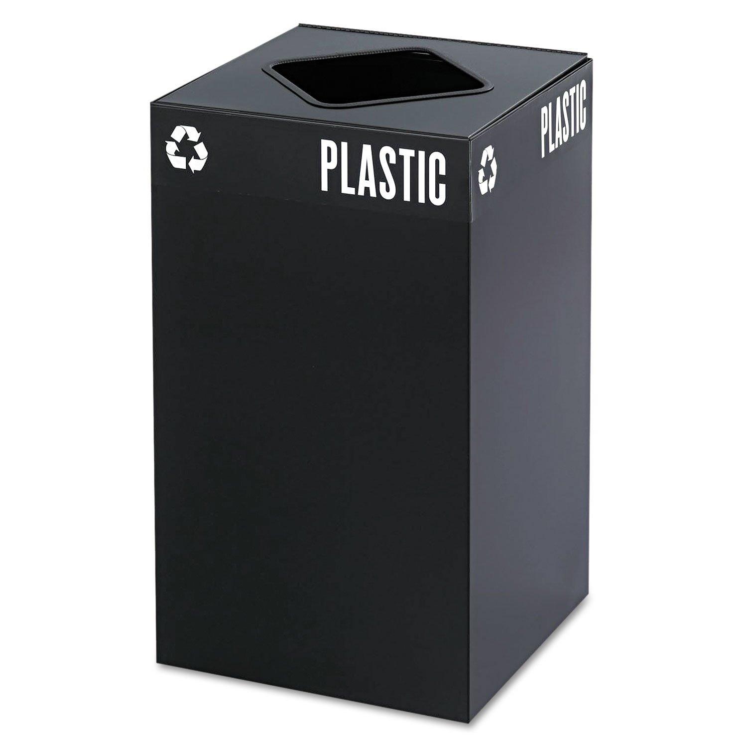 Safco 2981BL Public Square Recycling Receptacle Base, 25-Gallon, (Top Sold Separately), Black