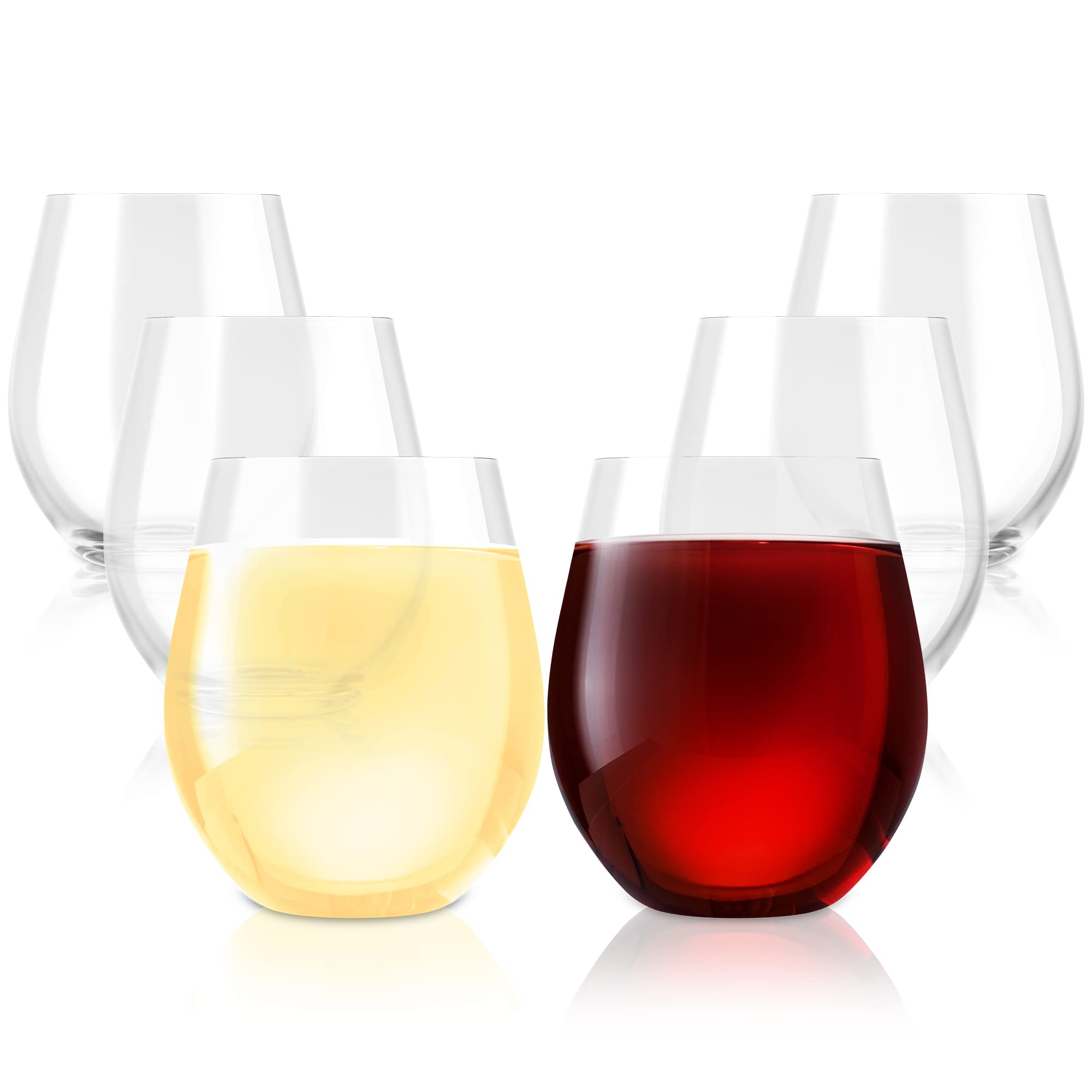 Chef's StarStemless Wine Glasses Set, 15oz, Pack of 6