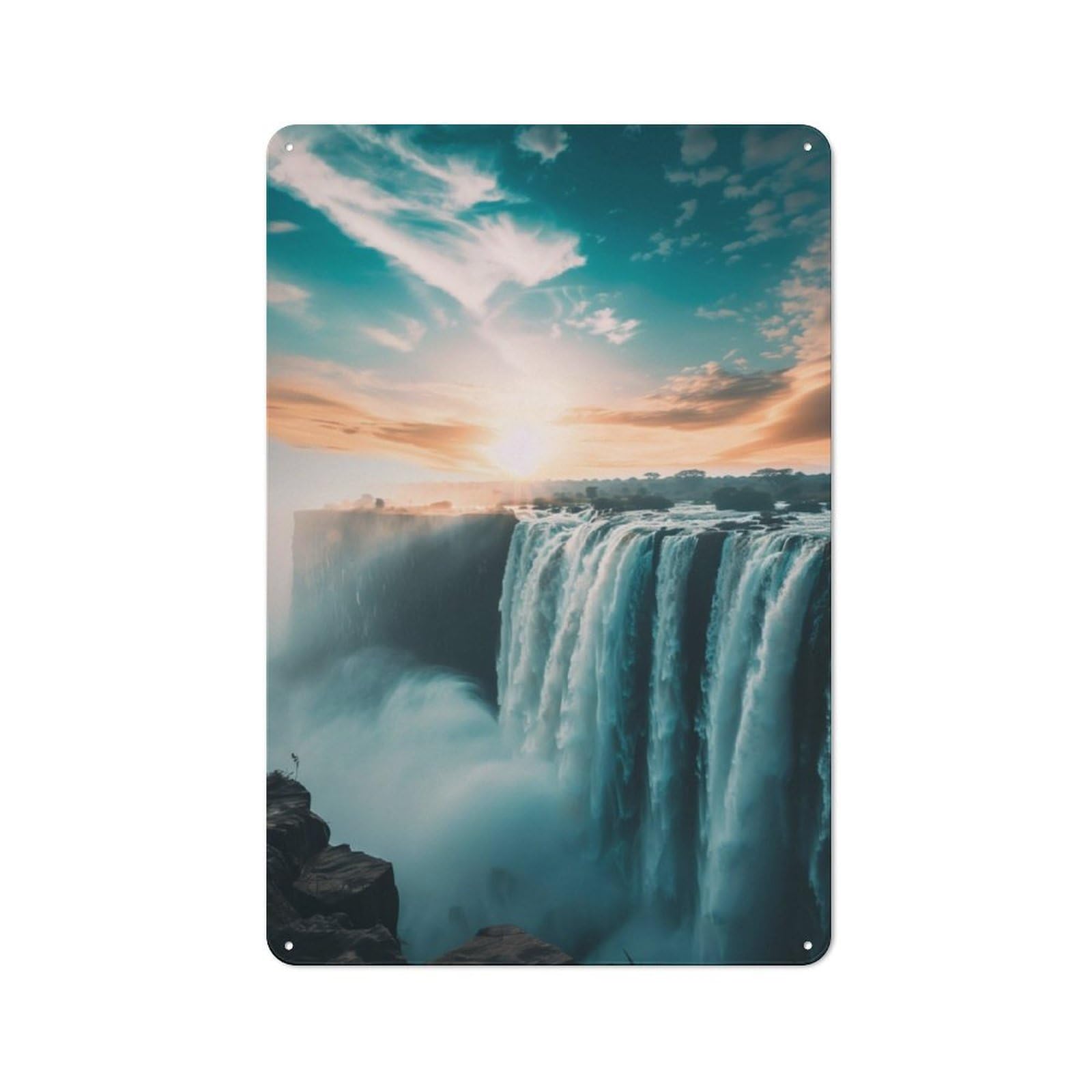 Junmoney Majesty At Victoria Falls Tin Wall Plaque 30X20cm With For Studio Or Craft Room, For Cooler-Season Styling In Studio And Craft Room