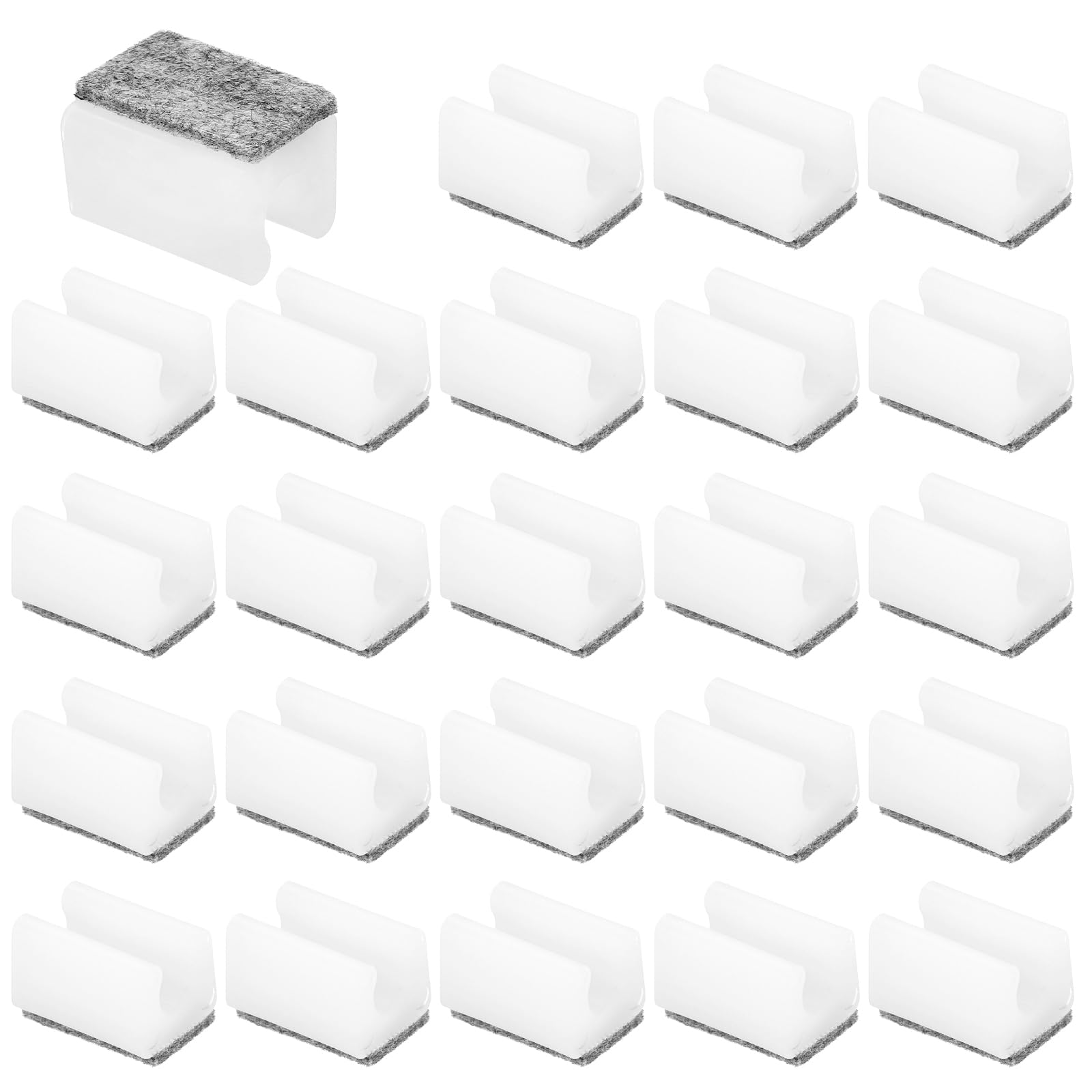 PATIKIL 24pcs Rectangle Chair Leg Cover with Felt Pad, 10mm Slide Smoothly No Scratches No Noise Furniture Feet Hardwood Protectors Tips Floor Glides Tubing Caps for Office,White Grey