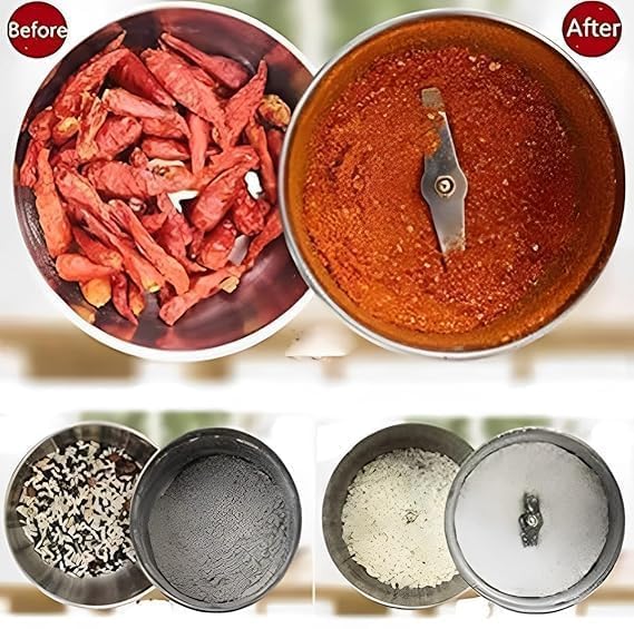 Image of Electric Grinder for Spices, Coffee & Herbs Stainless Steel Blade Mini Grinder Machine with Safety Lid & Powerful Motor | Portable Dry Mill for Kitchen Use (220V)