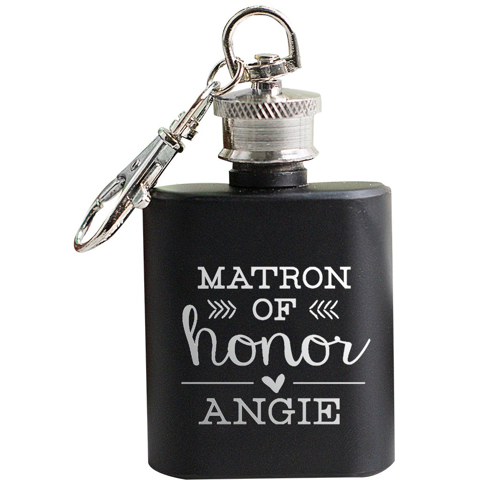 GiftsForYouNow Wedding Party Engraved Mini Flask, Matron of Honor