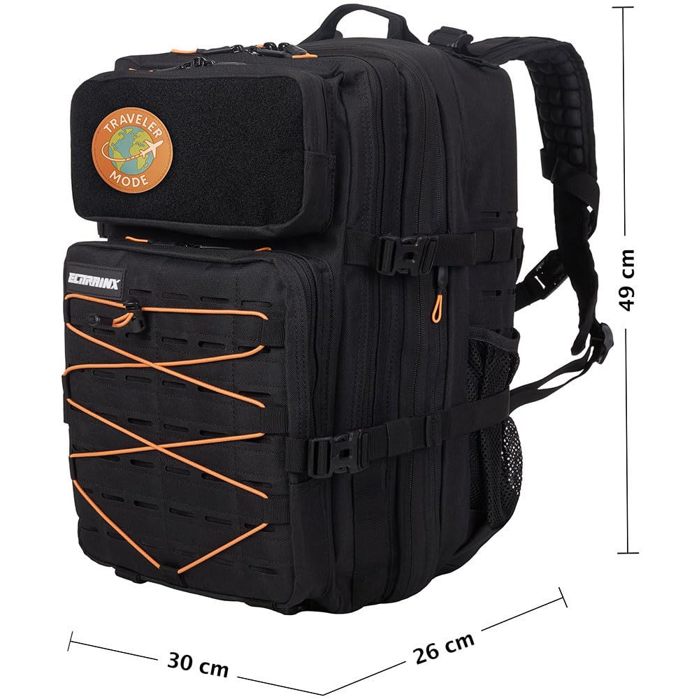 Mochila 45L Elitex Training All In MAX con Sistema de Compresión Integrado – Mochila Técnica de Viaje Compatible Cabina – Optimiza Espacio en Equipaje Reducido (Negro)