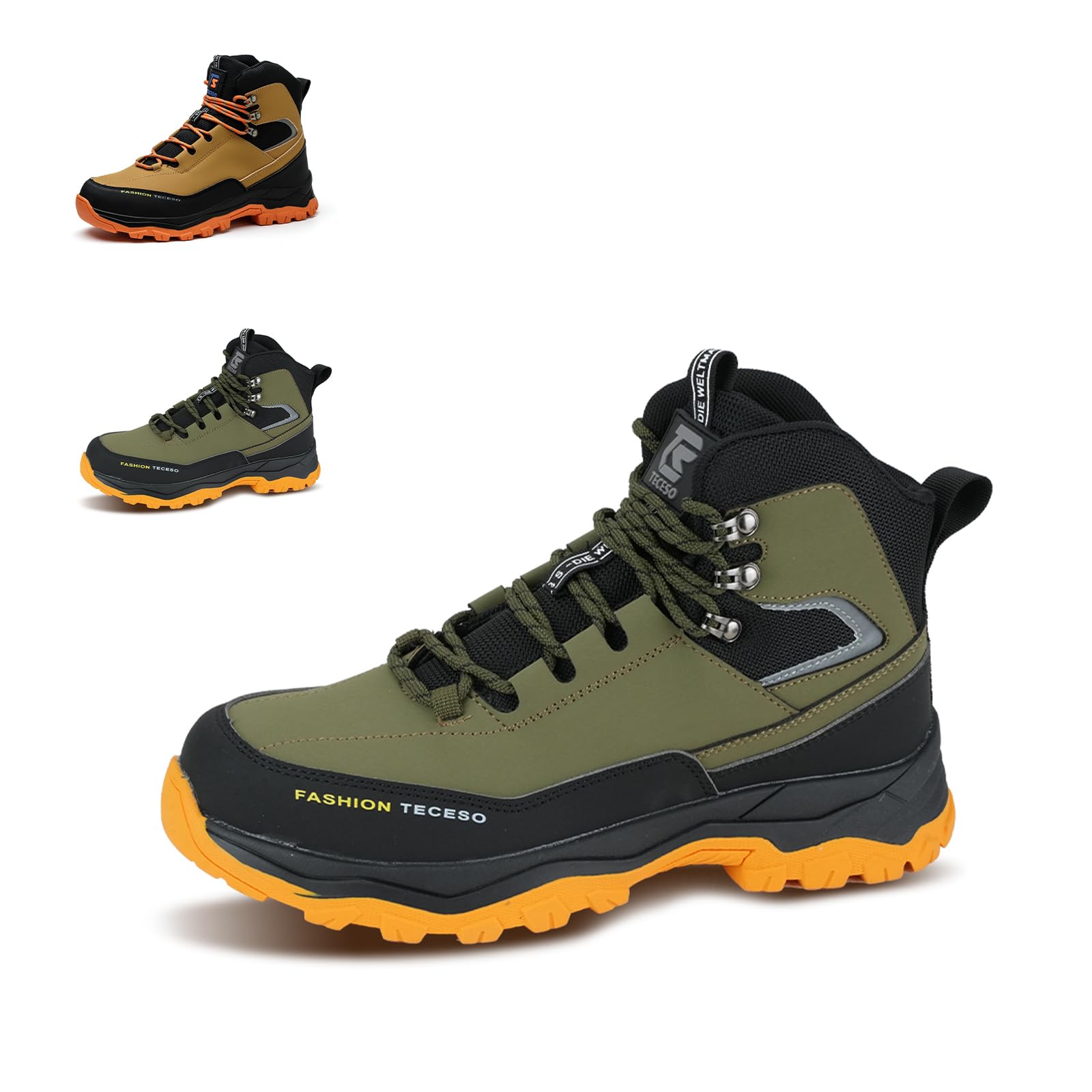 Steel Toe Cap Work Boots for Men, Military Protective Safety Shoes,Comfy Work Industrial Work Boots Puncture Proof Construction Footwear (Blk/Army,UK7)