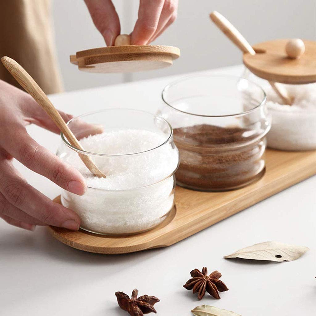 CMBSSTFC Barattoli per condimenti, Contenitore per Sale da Cucina, Scatola per condimenti - Set di barattoli per condimenti in Vetro, Bottiglia di spezie per la casa
