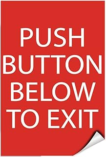 Push Button Below to Exit Ada Sign Ada Exit Signs Label Decal Sticker 5 inches x 7 inches
