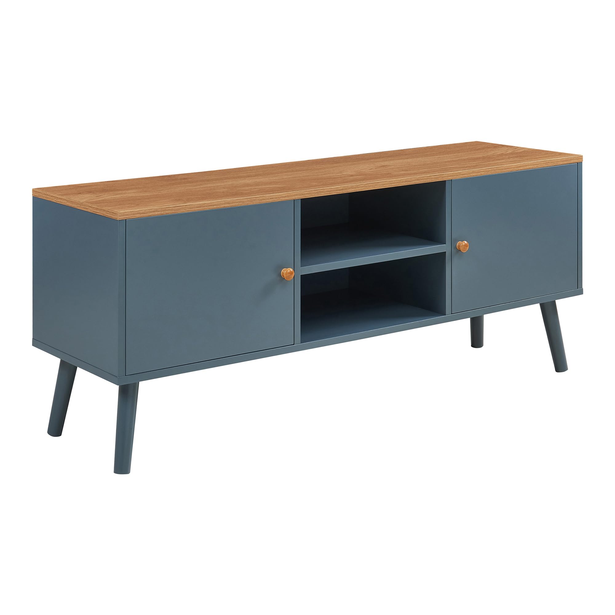 [en.casa] Mobile Porta TV con 2 Ante e Scomparti Aperti Chiusi Armadio Basso Mobile Contenitore Archiviazione Stand Centri Multimediali 120x35x50 cm - Grigio/Effetto Rovere
