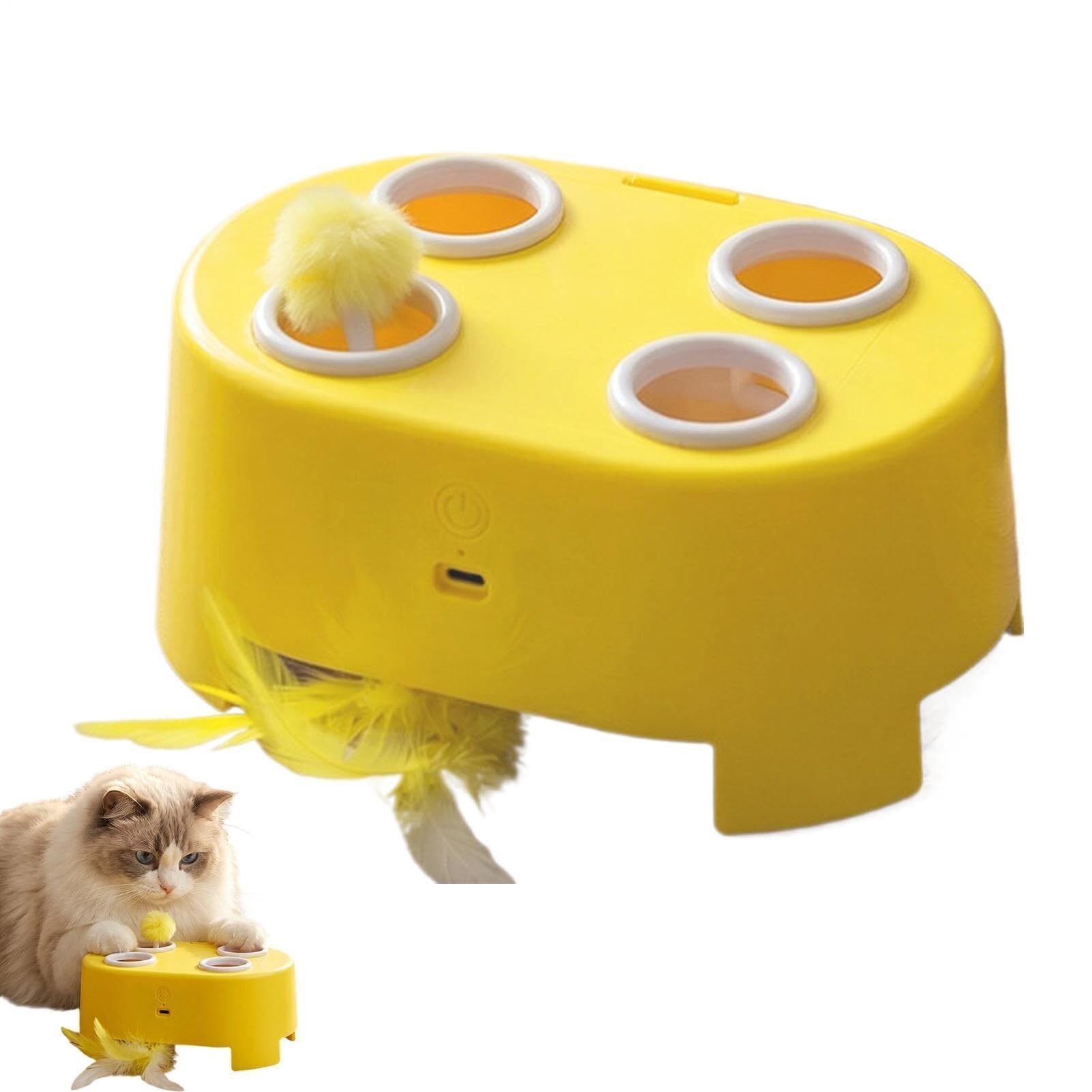 Giocattoli interattivi per gatti, gioco da piatto girevole intelligente con piume, tiragraffi elettrico, per interni, esterni, stress e intrattenimento in casa e appartamento