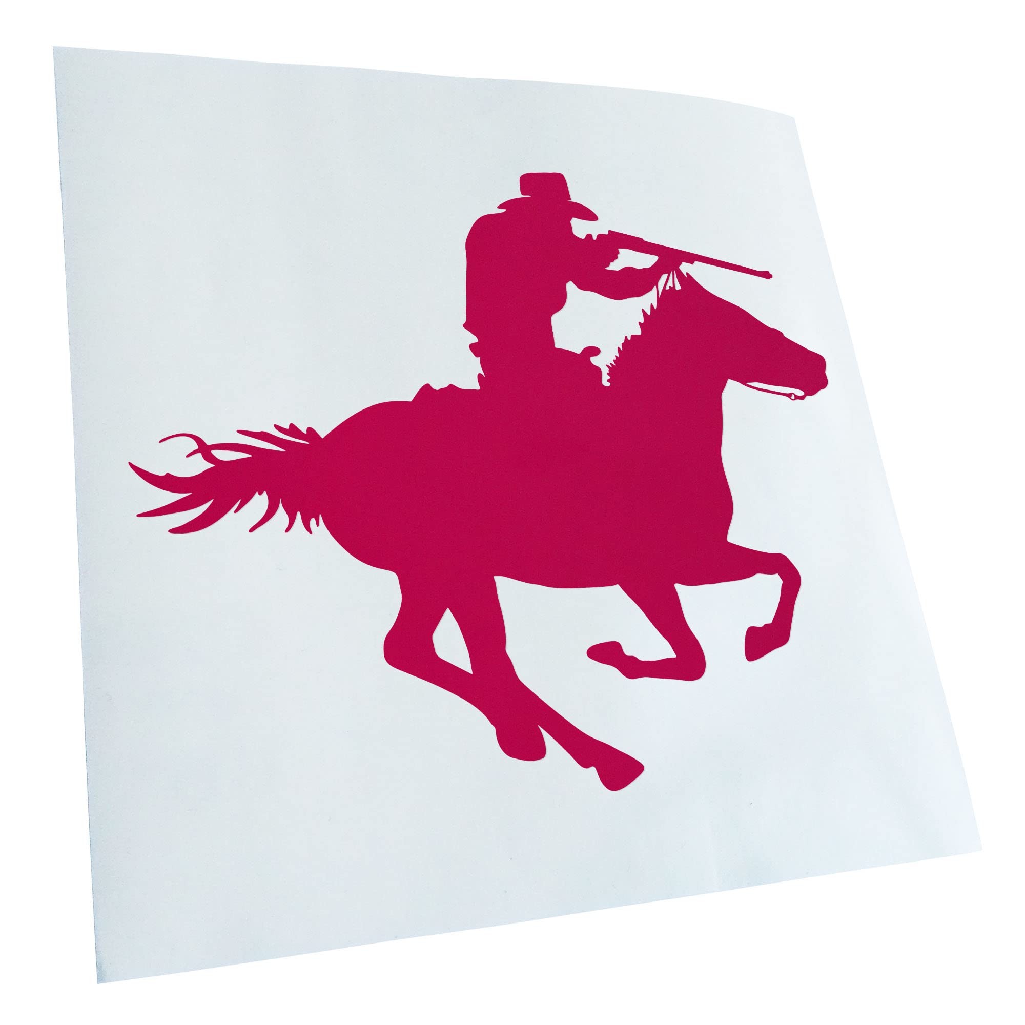 Kiwistar - Car Sticker - Pink - 40 x 33 cm Cowboy with Horse Shooting Sticker for Car, Laptop, Bicycle, Truck, Motorcycle Multicoloured JDM Decal Racing